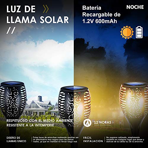 Swonuk Llama Solar Luces, Luces Solares Al Aire Libre, Parpadeo Solar Bailando Luces de la Antorcha A Prueba de Agua Lluminación del Paisaje de Atardecer Encendido/Apagado Automático(4 pcs)