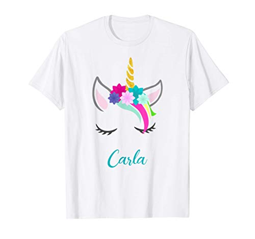 T-Shirt Personalizada Nombre Carla Unicornio Camiseta