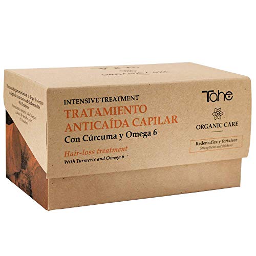 Tahe Organic Care Tratamiento Antí-caida Capilar Intensive/Tratamiento Caída del Cabello Redensifica y Fortalece con Cúrcuma y Omega 6 sin Parabenos, 15 x 5 ml