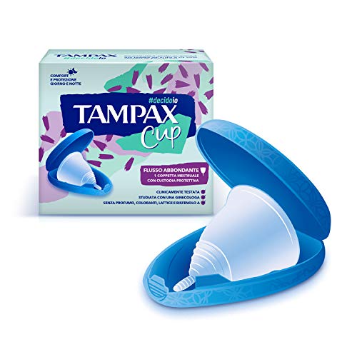 Tampax Cup, copa menstrual reutilizable con funda protectora Flujo abundante