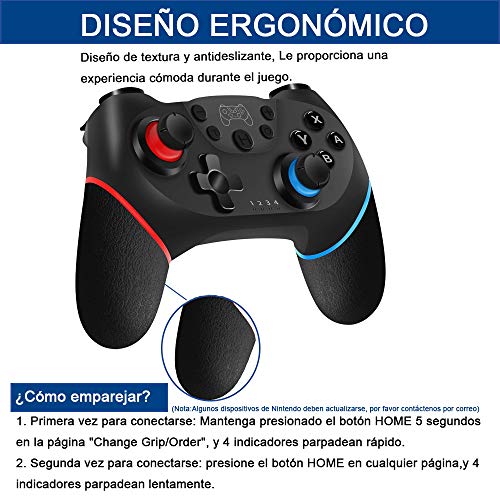 Tanouve Mando Compatible con Nintendo Switch, Controlador Inalámbrico Compatible con NitendoSwitch Pro/PC Gamepad Bluetooth Inalámbrico con Doble Choque Vibración Controlador