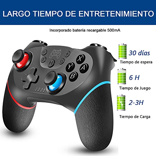 Tanouve Mando Compatible con Nintendo Switch, Controlador Inalámbrico Compatible con NitendoSwitch Pro/PC Gamepad Bluetooth Inalámbrico con Doble Choque Vibración Controlador