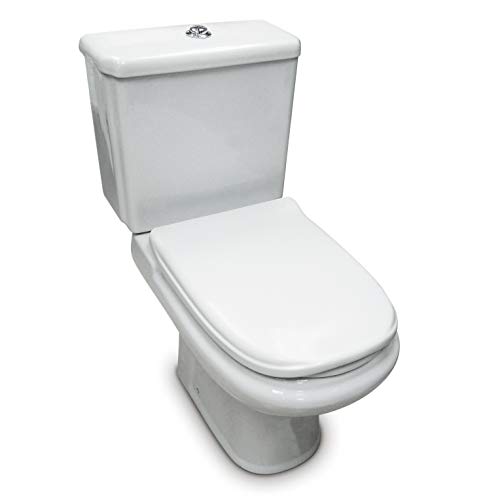 TAPA WC COMPATIBLE | DAMA - DAMA RETRO ROCA | ASIENTO INODORO | BISAGRA AJUSTABLE | FÁCIL INSTALACIÓN Y LIMPIEZA | MUY RESISTENTE | BLANCO | 45 x 34 x 4,5 cm