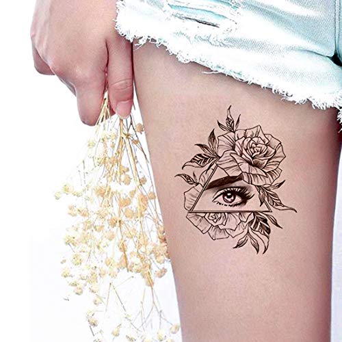 Tatuajes Temporales Adultos Mujer Niñas Temporary Tattoo Uerpo Pegatinas Falsos Tatuajes Corazón Flores Rose del Arte Corporal Negro de Tatuajes 6 Hojas