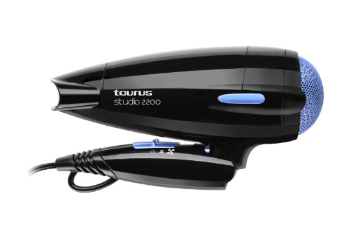 Taurus Studio 2200 - Secador de pelo, 2200 W, mango plegable, 2 velocidades y 3 temperaturas, color negro