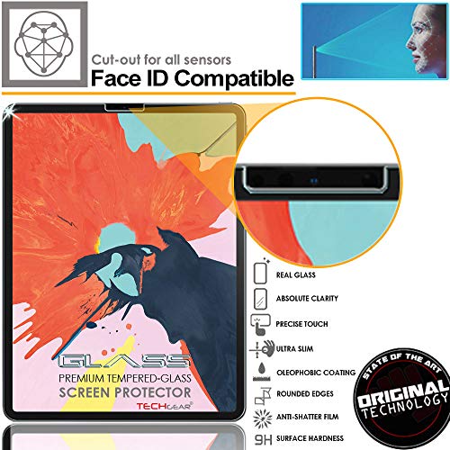 TECHGEAR [2 Piezas Vidrio Compatible con Nuevo iPad Pro 12.9" Pulgada - Auténtica Protector de Pantalla Vidro Templado para Apple iPad Pro 12.9 2018 [Compatible con Face ID & Apple Pencil]