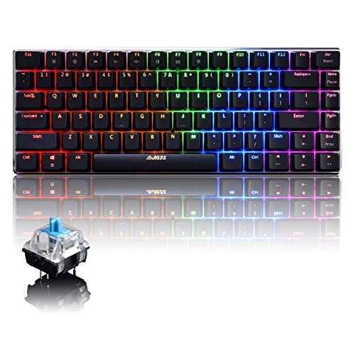 Teclado mecánico AK33 de Lexon Tech, Teclado para Juegos con Cable USB con retroiluminación LED Azul, Teclado compactos de 82 Teclas, interruptores Azul Negro, mecanógrafos y Jugadores de Juegos