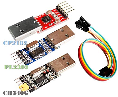 TECNOIOT 3pcs USB to TTL Module 1pc PL2303 + 1pc CP2102 + 1pc CH340G USB UART Module | Adaptador Serie USB a TTL módulo: 1pc con chipset CP2102 + 1pc con chipset PL2303 + 1pc con chipset CH340G