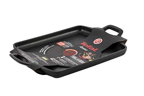 Tefal Aroma - Plancha 32 x 26 cm aluminio fundido, antiadherente revestimiento de titanio, aptas para todo tipo de cocinas, base gruesa adecuada para inducción, picos vertedores y asas de apoyo