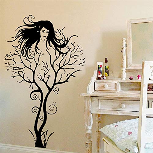 TFjXB DIY Pegatinas de Pared Adhesivo de Pared Creative sexy girl fairy branch tatuajes de pared para dormitorio extraíble decoración del hogar árbol pegatinas diy vinilo arte negro