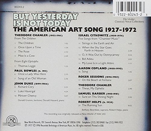 The American Art Song: 1927-1972 : But Yesterday Is Not Today