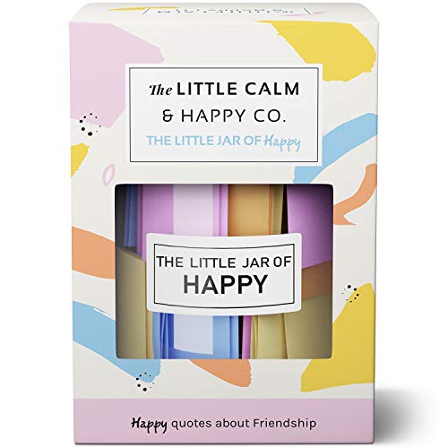 The Little Calm and Happy Company Happy Friendship - Tarro (30 notas) divertido, inspirador, mensajes motivacionales | Notas de papel bonitas y coloridas | Incluye caja de regalo
