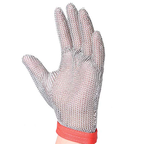 ThreeH Guantes de acero inoxidable de malla Prueba de corte resistente a las puñaladas Guantes de seguridad para cortar el trabajo de corte GL08 M(1 pieza)