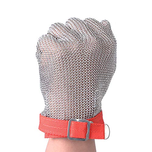 ThreeH Guantes de acero inoxidable de malla Prueba de corte resistente a las puñaladas Guantes de seguridad para cortar el trabajo de corte GL08 M(1 pieza)