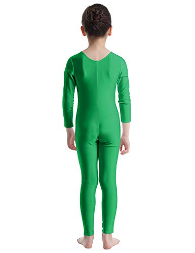 TiaoBug Bodies Jumpsuit Mono para Danza Gimnasia Rítmica Leotardo Body Básico Clásico Manga Larga para Ballet Deporte Niñas Niños 5-12 Años Verde 7-8 Años