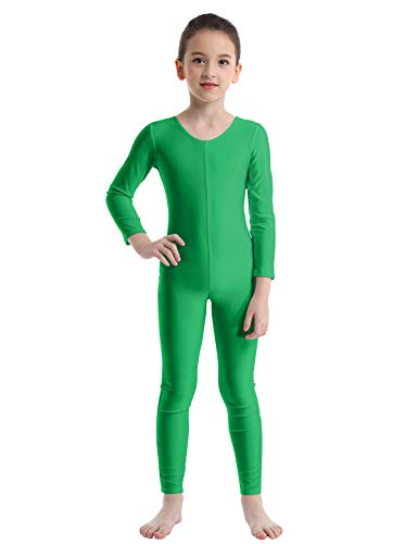 TiaoBug Bodies Jumpsuit Mono para Danza Gimnasia Rítmica Leotardo Body Básico Clásico Manga Larga para Ballet Deporte Niñas Niños 5-12 Años Verde 7-8 Años