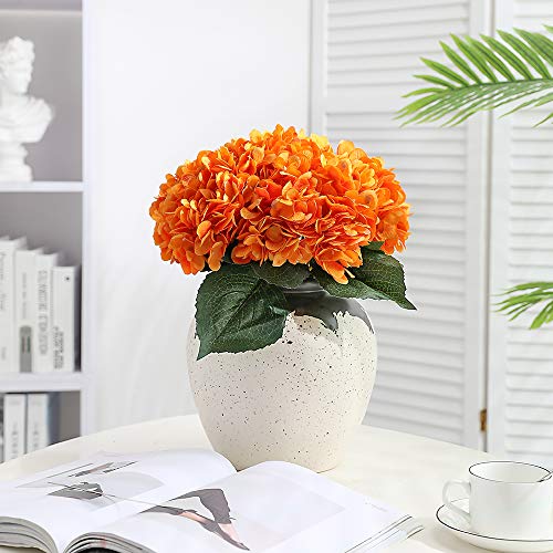 Tifuly Artificial Hydrangea Flower, 5 PCS Ramos de hortensias de Seda de Tallo Largo para Bodas, hogar, Hotel, decoración de Fiestas, centros de Mesa(Naranja)