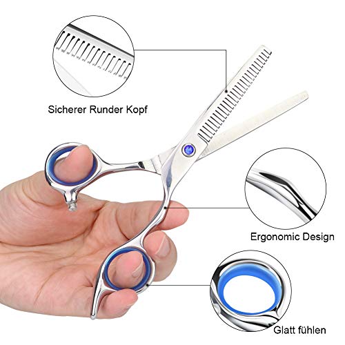 Tijeras Peluqueria Profesional,DIAOPROTECT Barbero Tijeras de Peluquería Tijera de Corte de Pelo 4CR Acero Inoxidable Tijeras De Pelo Salón con Peine para Hombres y Mujeres