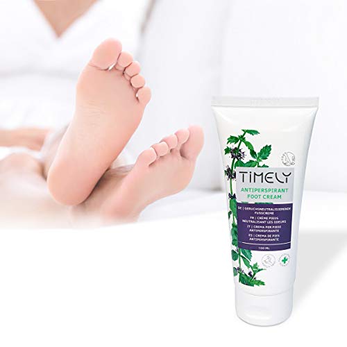 Timely - Crema para pies antitranspirante y refrescante (pack de 4 x 100 ml)