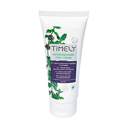 Timely - Crema para pies antitranspirante y refrescante (pack de 4 x 100 ml)