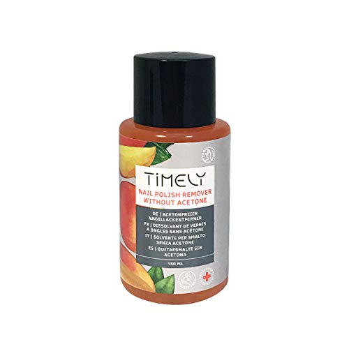 Timely - Quitaesmalte para uñas sin acetona con vitaminas E y A y proteínas de seda, tamaño pequeño, 150 ml