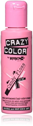 Tinte de pelo semipermanente Crazy Colour de Renbow Candy Floss núm. 65 (100 ml), caja de 4 unidades