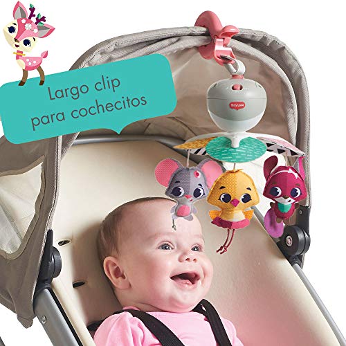 Tiny Love Take-Along Mobile Carrousel cuna rosa bebé y movil cochecito bebé 2 en 1, Acople universal, 30 minutos de musica 5 melodías, Tiny Princess Tales