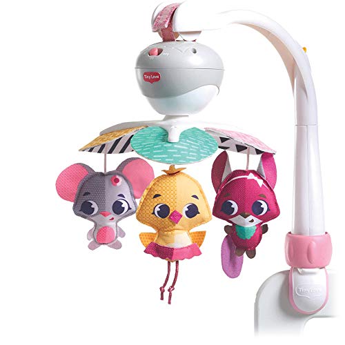 Tiny Love Take-Along Mobile Carrousel cuna rosa bebé y movil cochecito bebé 2 en 1, Acople universal, 30 minutos de musica 5 melodías, Tiny Princess Tales