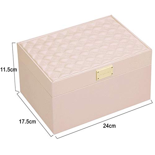 TnSok Caja de Joyas Pendiente Caja de Almacenamiento Organizador Pantalla Compartimentos Collar de la Pulsera de la joyería Divisor Acabado de Joyas (Color : Pink, Size : 24X17.5X11.5CM)