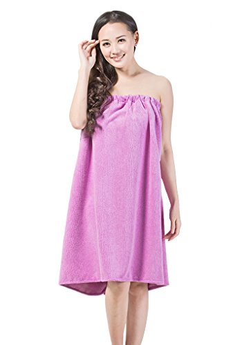 Toalla de baño Spa piscina de microfibra súper suave absorbente para mujer, serie de vestido tubo, gorro de ducha, toalla de baño, sombrero de secador, albornoz de baño para mujer morado claro