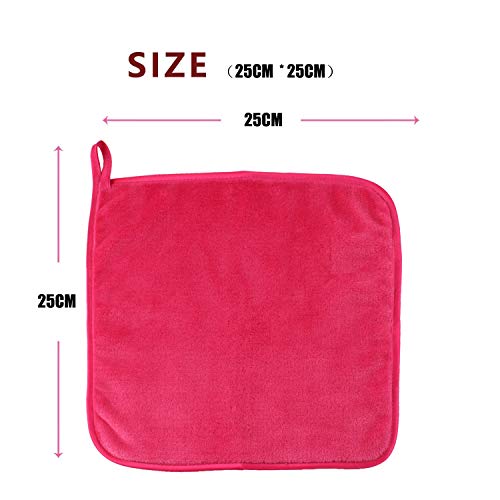 Toallitas Desmaquillantes Microfibra (4 Piezas) - Lavable y Reutilizable - Toalla Desmaquillante Facial - Toalla Cara - Makeup Remover Face Cloths 25 x 25 cm Rosa