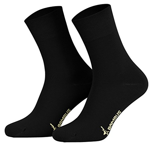 Tobeni 6 Pares Mujer Hombre Calcetines Negocio de Bambú sin Goma Unisexo Color Negro Tamano 39-42