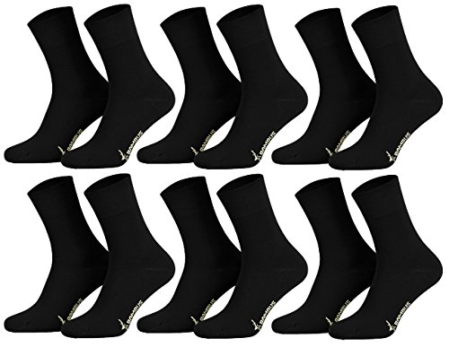 Tobeni 6 Pares Mujer Hombre Calcetines Negocio de Bambú sin Goma Unisexo Color Negro Tamano 39-42