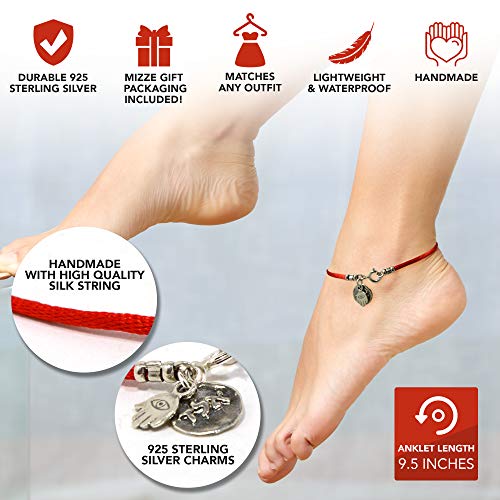 Tobillera de cadena roja para protección y energía positiva para mujer pulsera de tobillo 24 cm