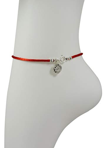 Tobillera de cadena roja para protección y energía positiva para mujer pulsera de tobillo 24 cm