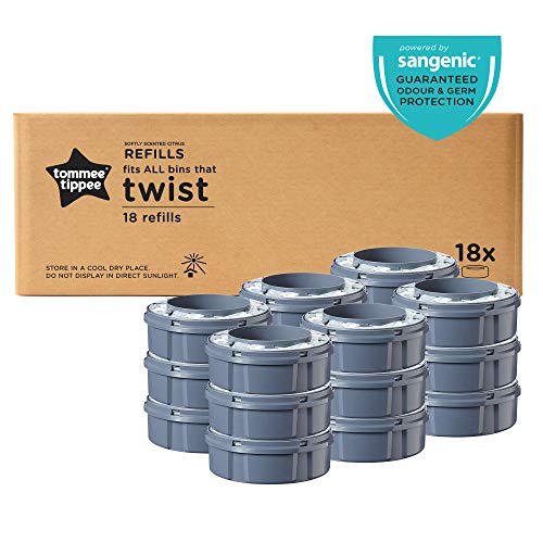 Tommee Tippee Sangenic Recambios Sistema avanzado para desechar pañales Twist & Click, paquete de 18 (compatibles con los contenedores Sangenic TEC y Twist and Click)