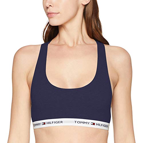 Tommy Hilfiger Bralette Sujetador Deportivo, Azul (NAVY/white BLAZER-PT 416), 40 (talla del fabricante: LG) para Mujer