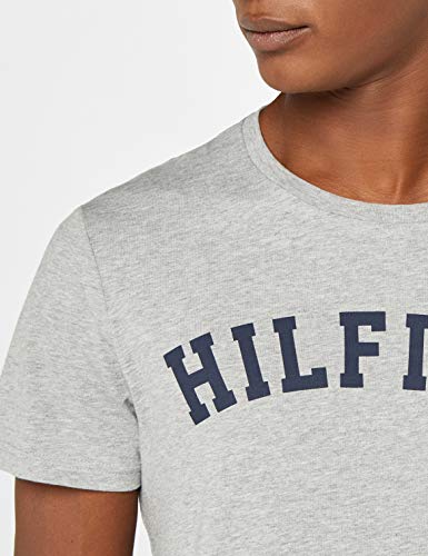 Tommy Hilfiger Logo Camiseta de Cuello Redondo,Perfecta para El Tiempo Libre, Gris (Grey Heather), M para Hombre