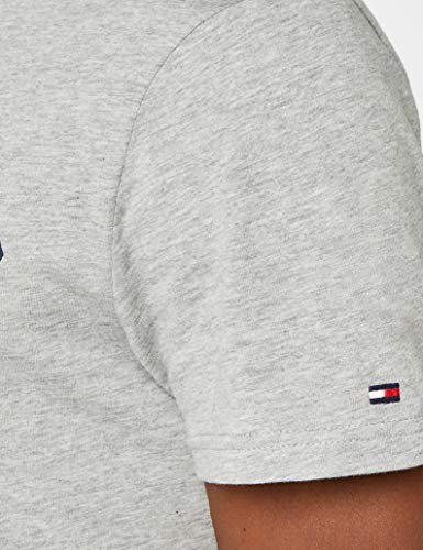 Tommy Hilfiger Logo Camiseta de Cuello Redondo,Perfecta para El Tiempo Libre, Gris (Grey Heather), M para Hombre