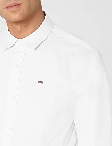 Tommy Hilfiger Original Stretch Shirt Camisa, Blanco (Classic White), L para Hombre