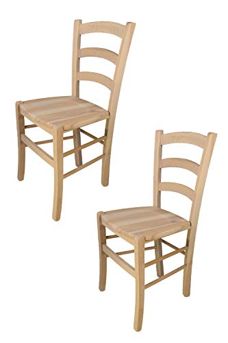 Tommychairs - Set 2 sillas Venezia para Cocina y Comedor, Estructura en Madera de Haya lijada, no tratada, 100% Natural y Asiento en Madera