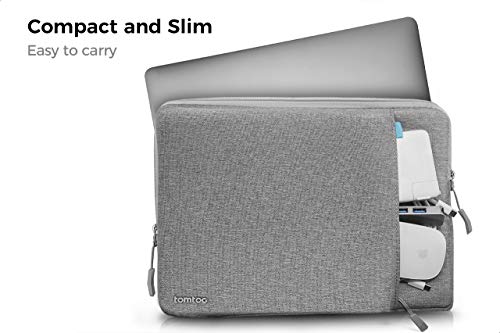 tomtoc 14" Funda Protectora de 360° para 15" MacBook Pro with Touch Bar A1990 A1707 / 14" ThinkPad Chromebook, TECLAST F7 Plus Laptop 14,1", 15" Surface Laptop 3, Bolsillo de Accesorios, Gris