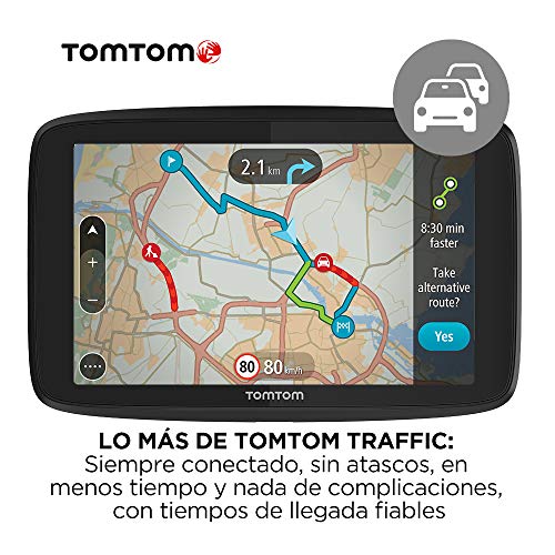 TomTom GPS para coche GO Essential, 5 pulgadas, con tráfico y prueba de radares gracias a TomTom Traffic, mapas de la UE, actualizaciones a través de WiFi, llamadas manos libres, soporte Click-Drive