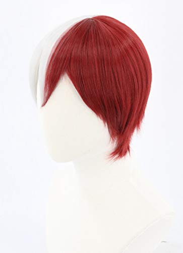 Topcosplay Anime Peluca Plata-Rojo Cosplay Pelucas Sintéticas de Mujeres Hombres Peluca Shoto Todoroki para Halloween, Disfraces