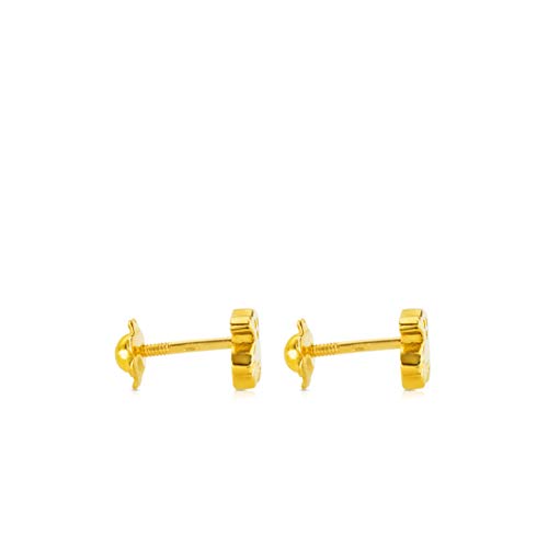 TOUS Bear - Pendientes en oro amarillo de 18kt con cierre de rosca para niña. Motivo: 0,6 cm.