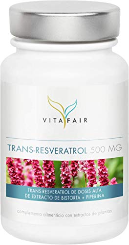 Trans-Resveratrol - 500mg por Porción - 60 Cápsulas - Extracto de Raíz de Fallopia Japonesa - Vegano - Máxima biodisponibilidad - German Quality
