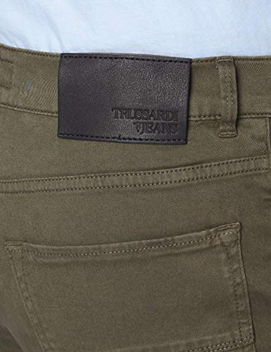 Trussardi Jeans 380 Icon Heavy Gabardine Stret Vaqueros Straight, Verde (Dark Olive G705), 42 (Talla del Fabricante: 30) para Hombre