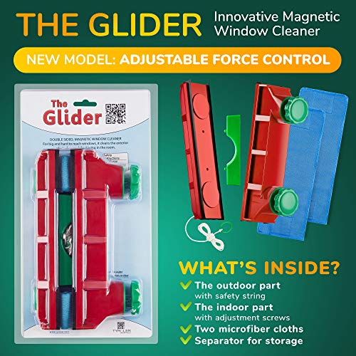 Tyroler Bright Tools - Limpiacristales Magnético The Glider D-4 - Limpiador de Ventanas para Interior y Exterior | Acristalamiento Simple, Doble o Triple 2-40 mm | Potencia de Imán Ajustable