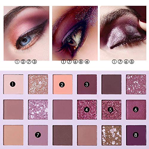 Ucanbe Nuevo 18 Colores Maquillaje Paleta de Sombra de Ojos Brillo Mate Pigmentado de Alta Durabilidad Rosa Maquillaje Sombra de Ojos Pallete Cosméticos