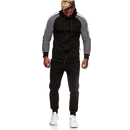 UMore Conjunto de chándal con Capucha para Hombre, Deportivo, Casual, con Cremallera Completa, para Invierno, Parte Superior e Inferior